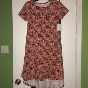 Lularoe Carly Dress Coral, Navy, & Floral